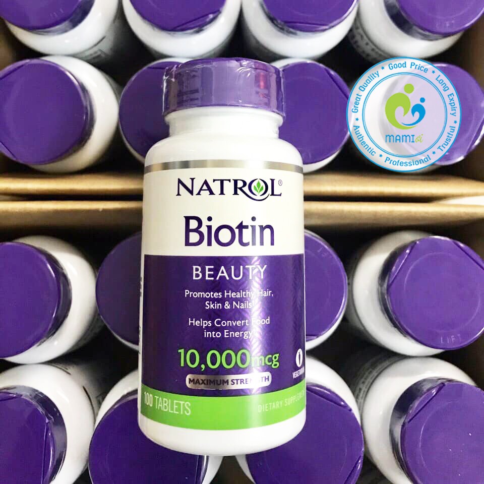 Viên uống (100v) hỗ trợ mọc tóc, móng khỏe cho người từ 12 tuổi trở lên Natrol Biotin Maximum Strength 10000mcg, USA | BigBuy360 - bigbuy360.vn