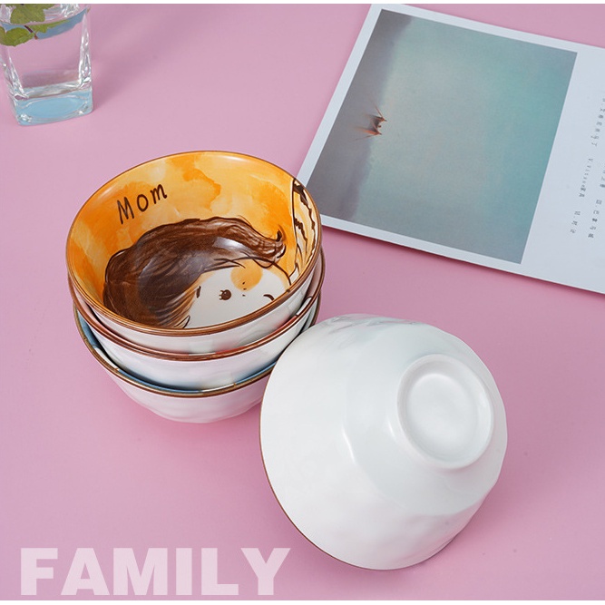 Bộ bát sứ gia đình chén sứ ăn cơm bộ bát đĩa decor chén đĩa sứ dễ thương chất liệu gốm sứ cao cấp an toàn
