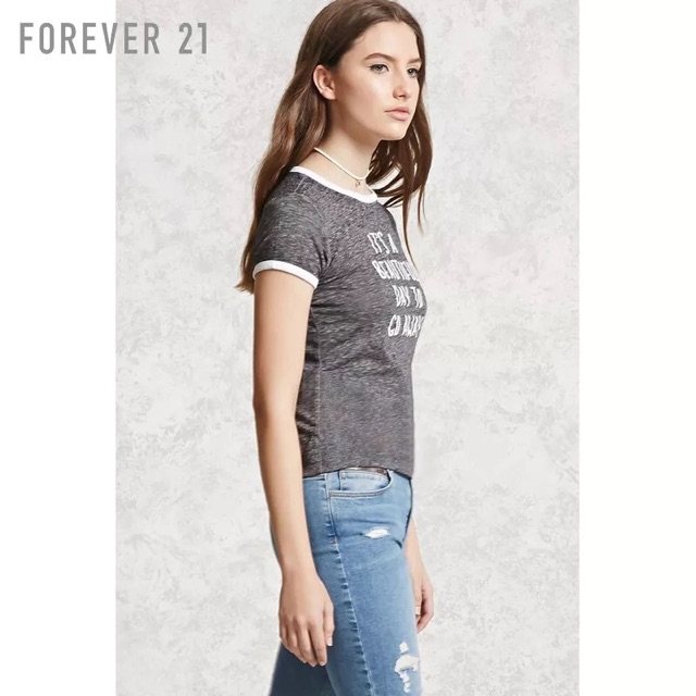 Thun cotton Forever 21 xuất dư xịn, màu xám lông chuột