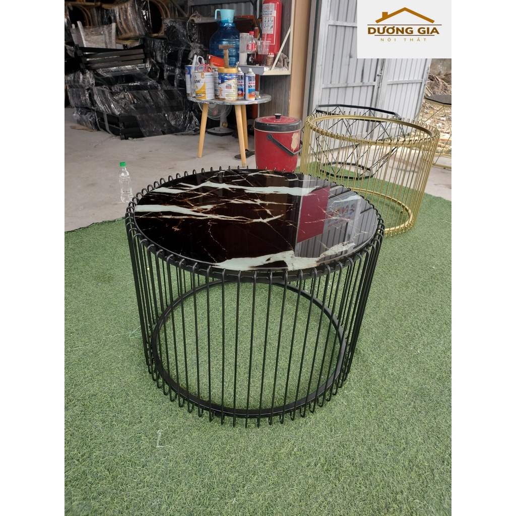 Bàn trà sofa trang trí nhỏ khung sắt Kim Cương chắc chắn hiện đại