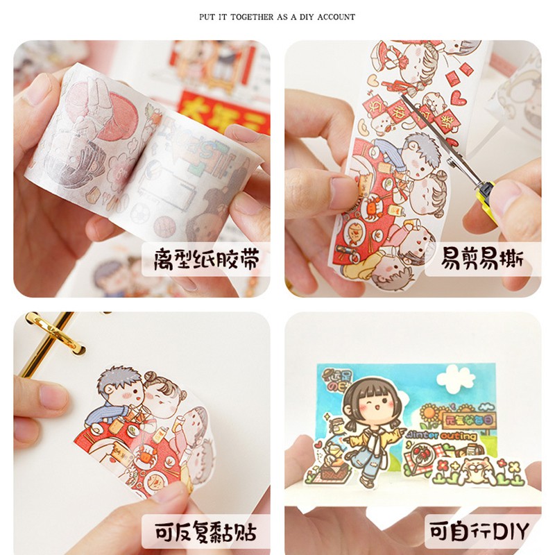 Cuộn băng keo giấy in hình nhân vật hoạt hình diy