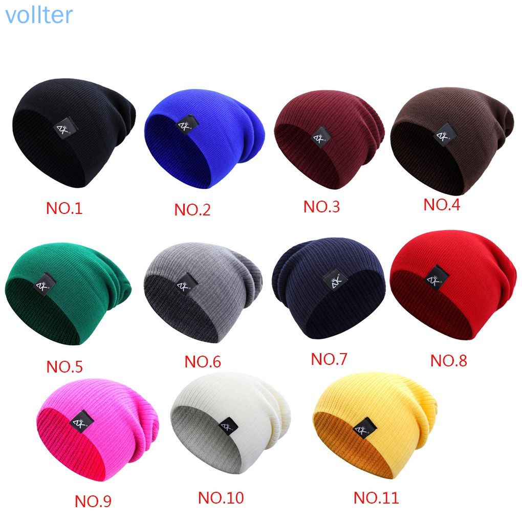 Mũ Beanie Dệt Kim Màu Trơn Thời Trang Cho Nam Nữ