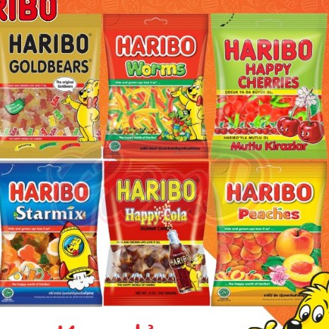 (6 loại) Kẹo dẻo Haribo gói 80gr