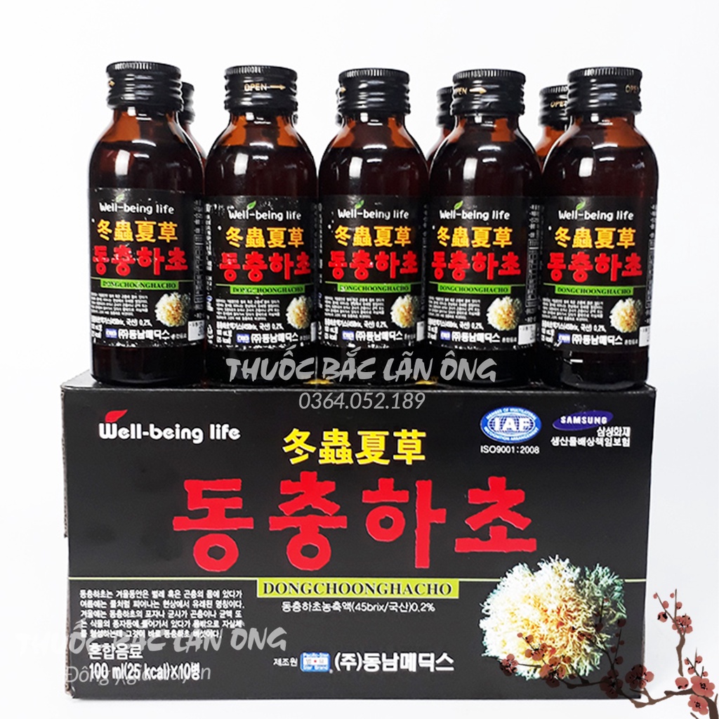 Nước đông trùng hạ thảo nguyên chất Hàn Quốc (Hộp 10 Chai x 100ml) - Thuốc Bắc Lãn Ông