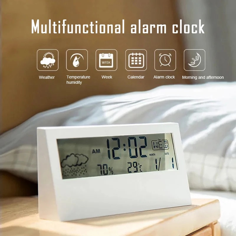 Đồng Hồ Báo Thức Điện Tử Đa Năng Có Đèn Thiết Kế Đơn Giản Sáng Tạo