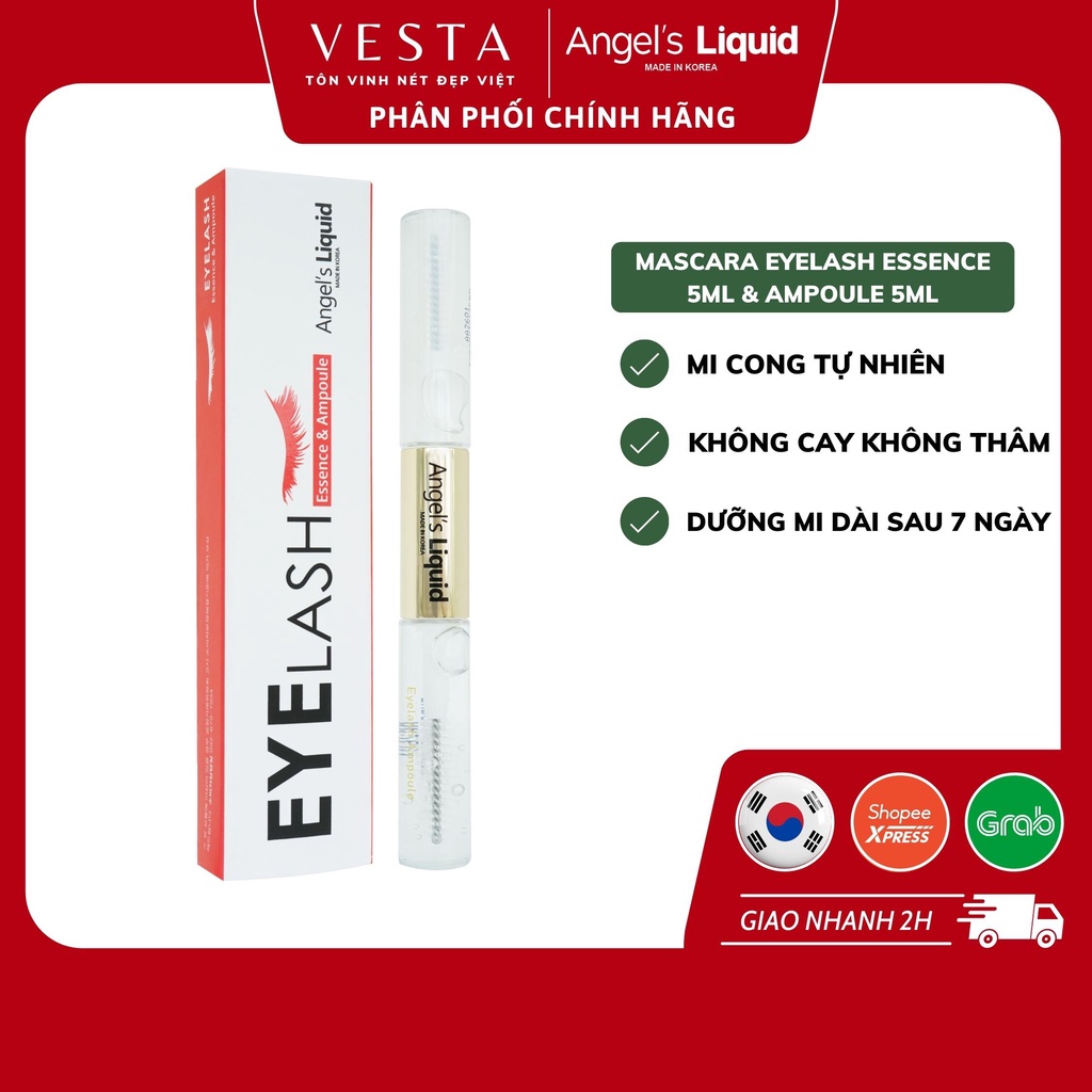 Mascara Angel Liquid - Tinh Chất Dưỡng Mi Dày Và Dài 2 Bước Eyelash Essence 5ml &amp; Ampoule 5ml