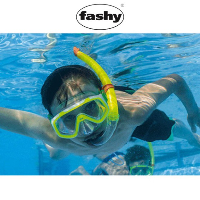 Kính lặn trẻ em (kèm ống thở) size M Fashy nhập khẩu từ Đức, đạt tiêu chuẩn chất lượng Châu Âu, cho bé từ 6-12 tuổi