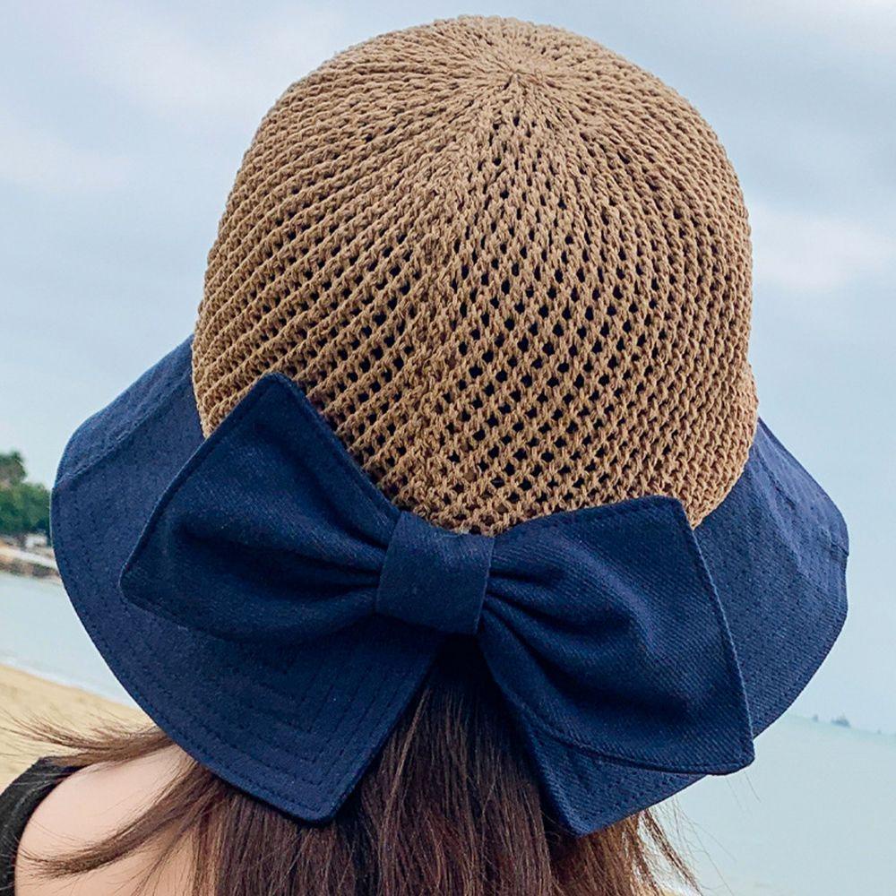 Mũ Cói Rộng Vành Đính Nơ Thời Trang Du Lịch Cho Nữ