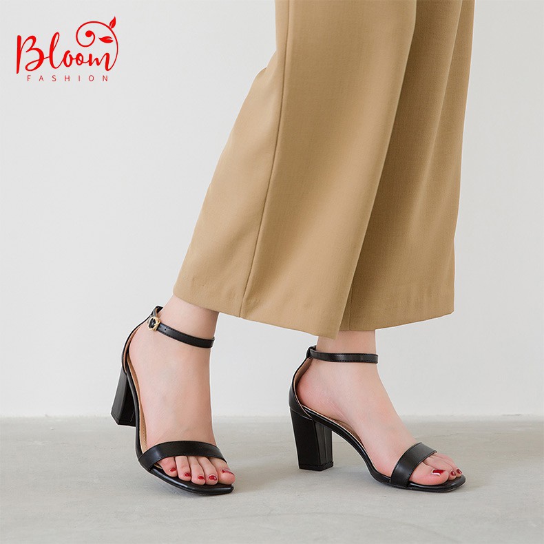 Giày cao gót nữ đế vuông 7 phân hở mũi da bóng Giày cao gót đế vuông sandal 7cm bít gót quai ngang TẶNG 1 cặp lót giày | BigBuy360 - bigbuy360.vn