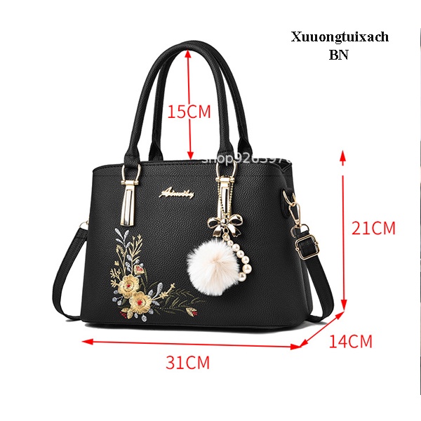Túi Xách Nữ AiLy Thêu Hoa Tinh Tế Kèm Móc Khoá Sang Trọng Da PU Cao Cấp  - BN292
