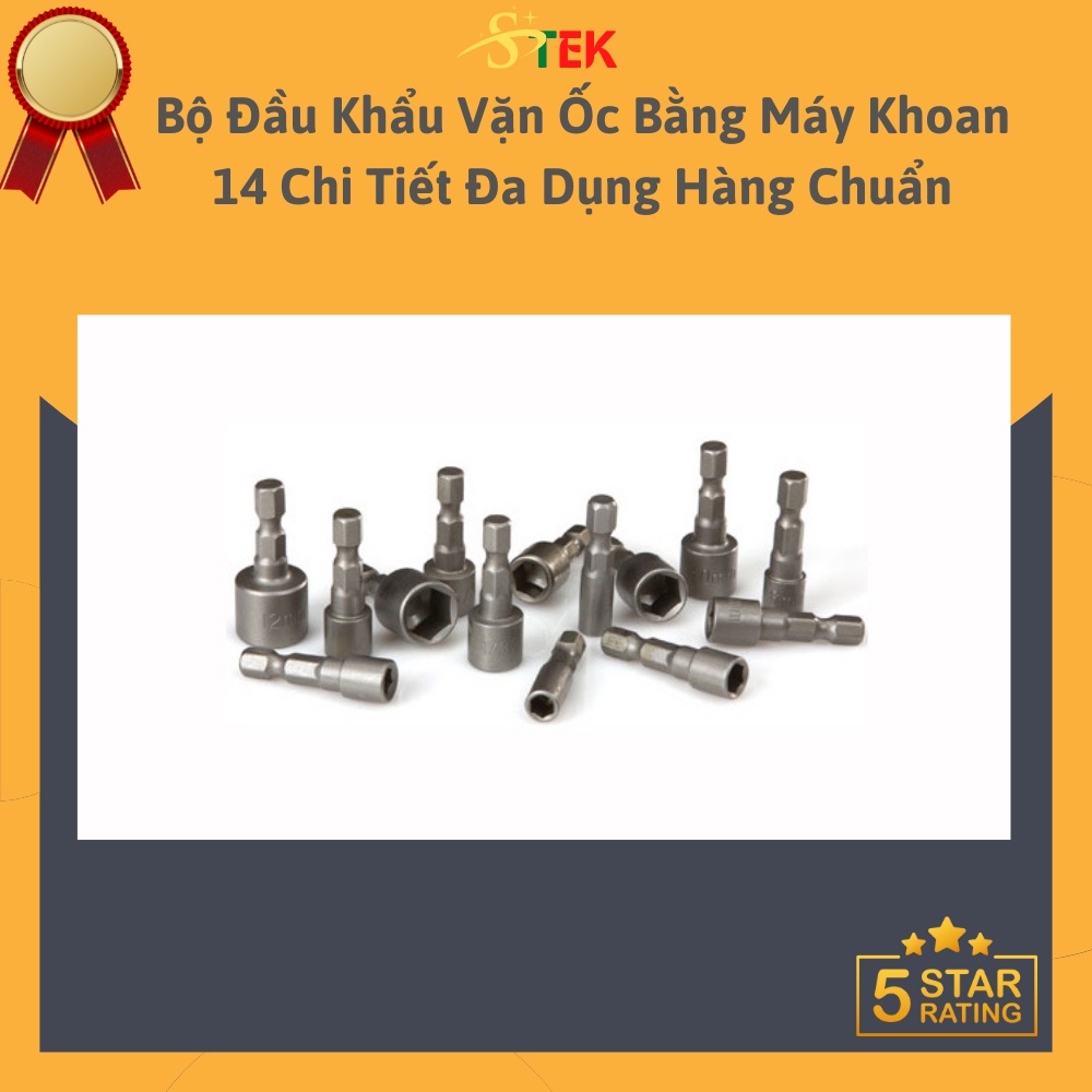 Bộ Đầu Khẩu Vặn Ốc Bằng Máy Khoan 14 Chi Tiết Đa Dụng Hàng Chuẩn Đầu Vặn Ốc Được Làm Từ Thép 40 Cr Chịu Mài Mòn