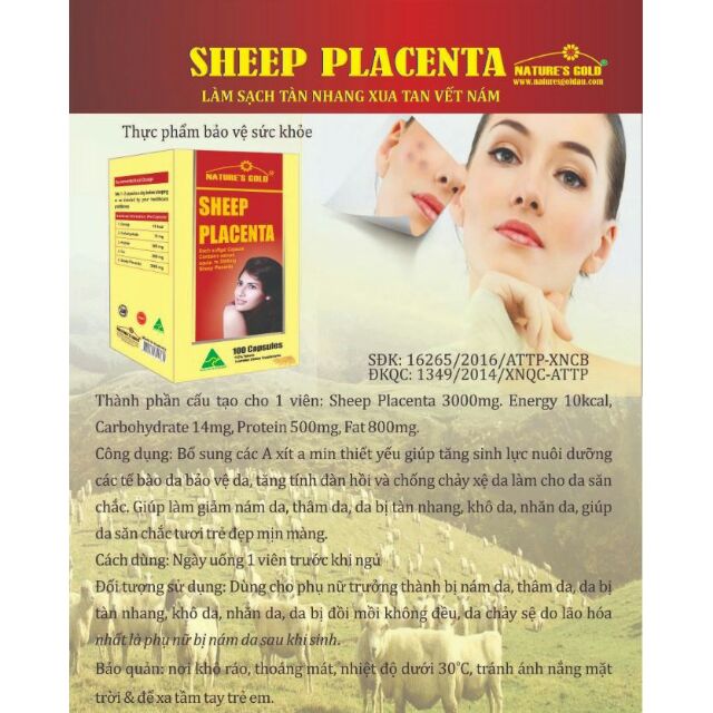 VIÊN NHAU THAI CỪU TỪ ÚC SHEEP PLACENTA