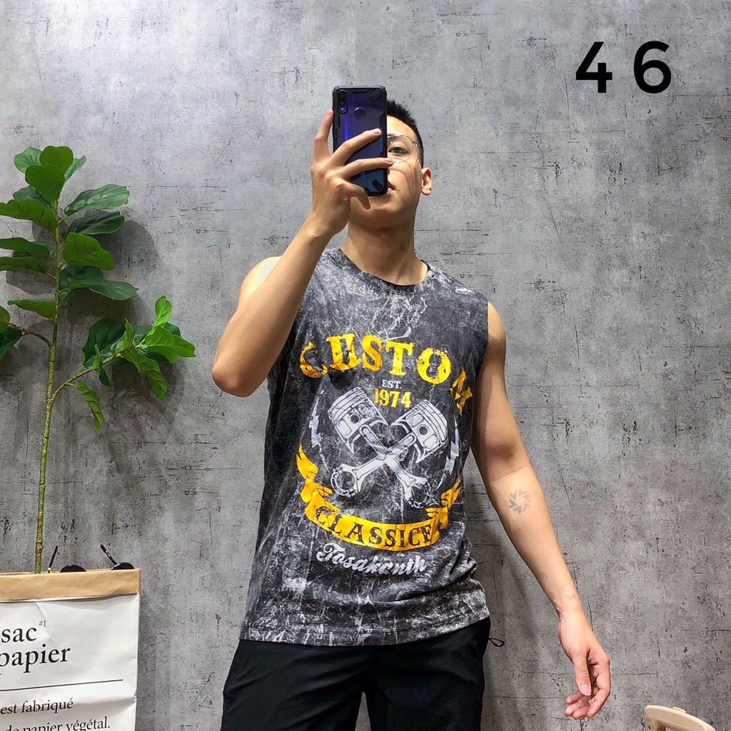 Áo tanktop sát nách gym 3 lỗ unisex thái lan họa tiết bigsize cao cấp xuất khẩu SNTL 20