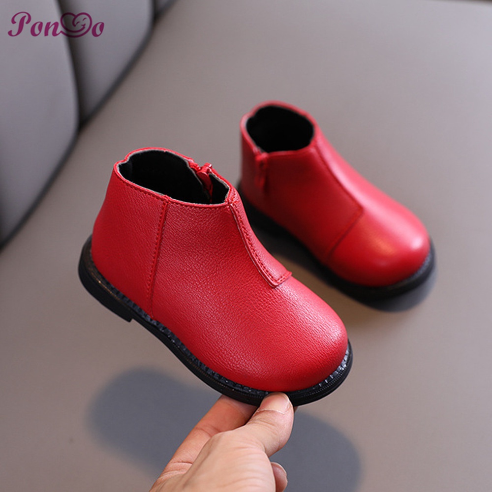 21-36Size Winter Warm Baby Girl Shoes Comfy Casual Ankle Boot Solid Color Kids Fashion Martin Boots