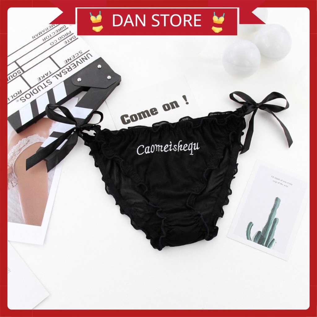 Quần Lót Nữ cao cấp viền bèo buộc nơ in chữ tôn dáng DAN STORE MÃ 3019