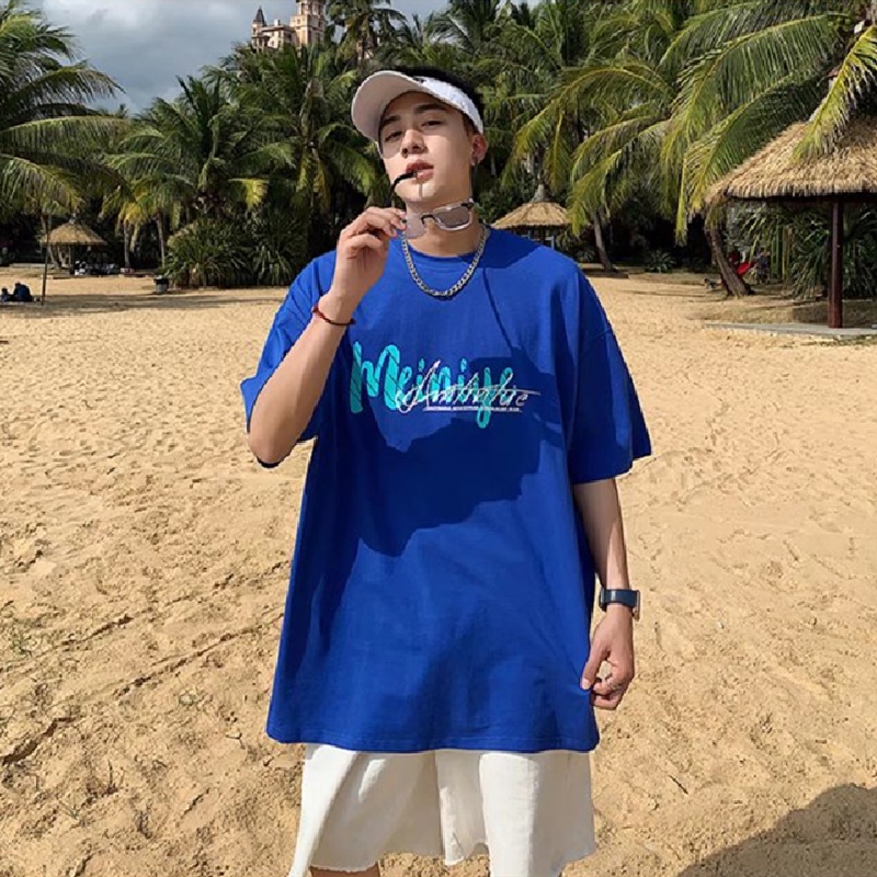 Áo Thun Tay Ngắn Dáng Rộng In Chữ Phong Cách Hip Hop Hàn Quốc Thời Trang Mùa Hè Cho Nam size M-8XL