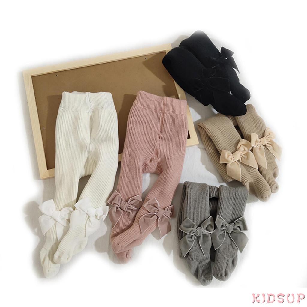 Quần tất legging cạp cao phối nơ cho trẻ em