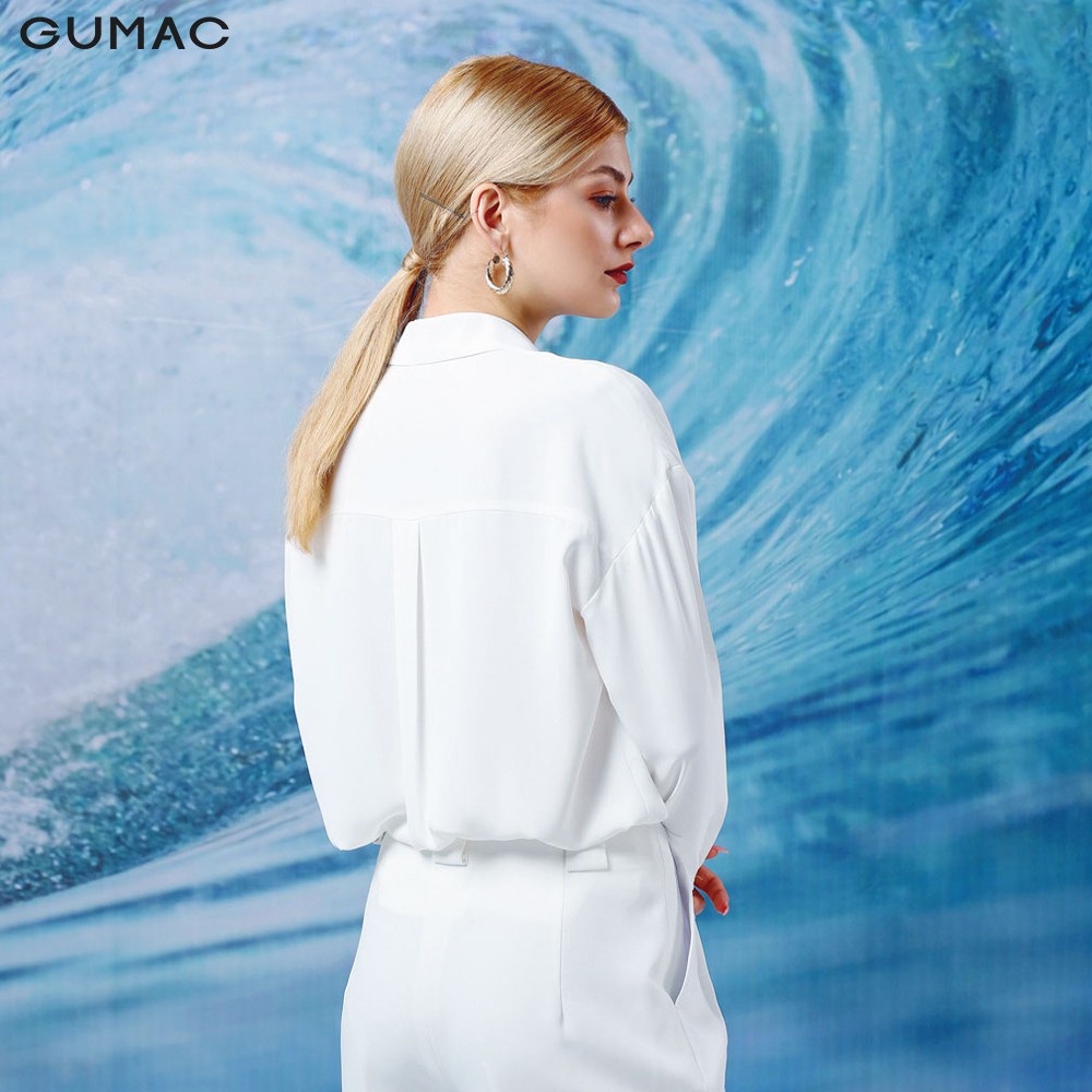 [Mã WABRGU33 giảm 10% tối đa 30k đơn từ 99K] Áo sơ mi nữ GUMAC 2 túi vuông basic, 2 màu đủ size AA12102