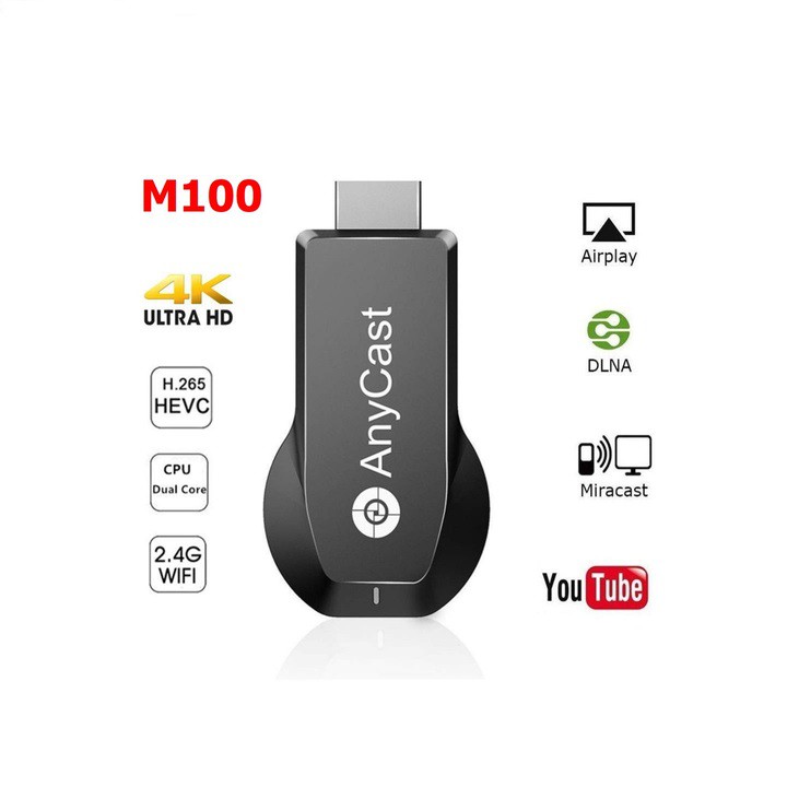 HDMI không dây Anycast M100 hỗ trợ 4K UltraHD RK3229 siêu nét chuyển từ Mobile, Tablet sang Tivi 4K