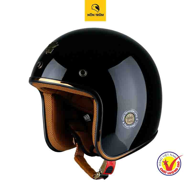 Nón bảo hiểm 3/4 ROYAL M20C đen bóng