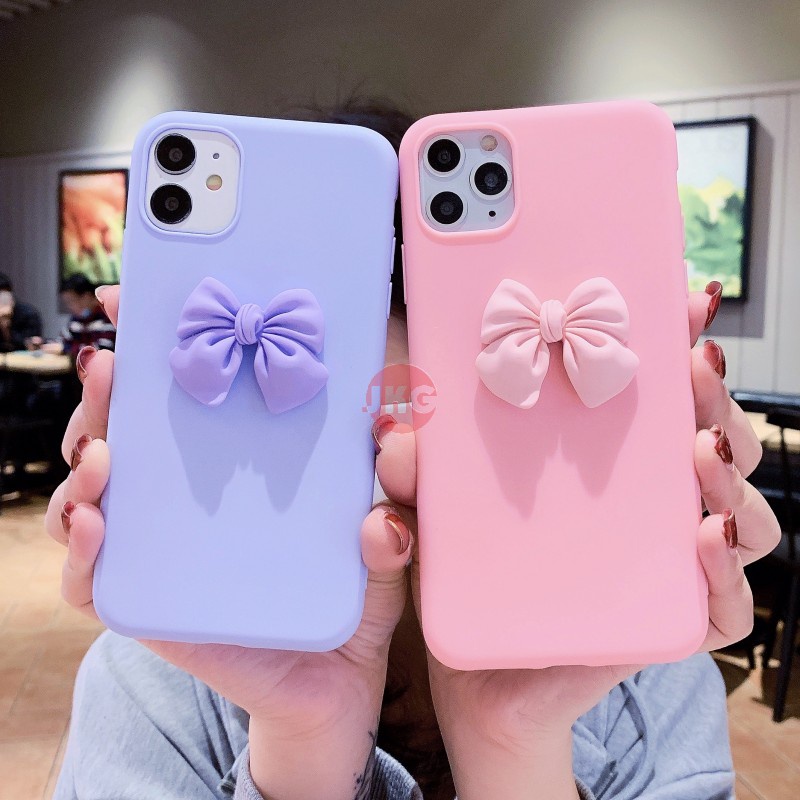 Ốp điện thoại mềm đính nơ cho Samsung Galaxy S6 S7 Edge S8 S9 S10 S20 S30 S21 Plus S10E S10 Lite S20 Ultra