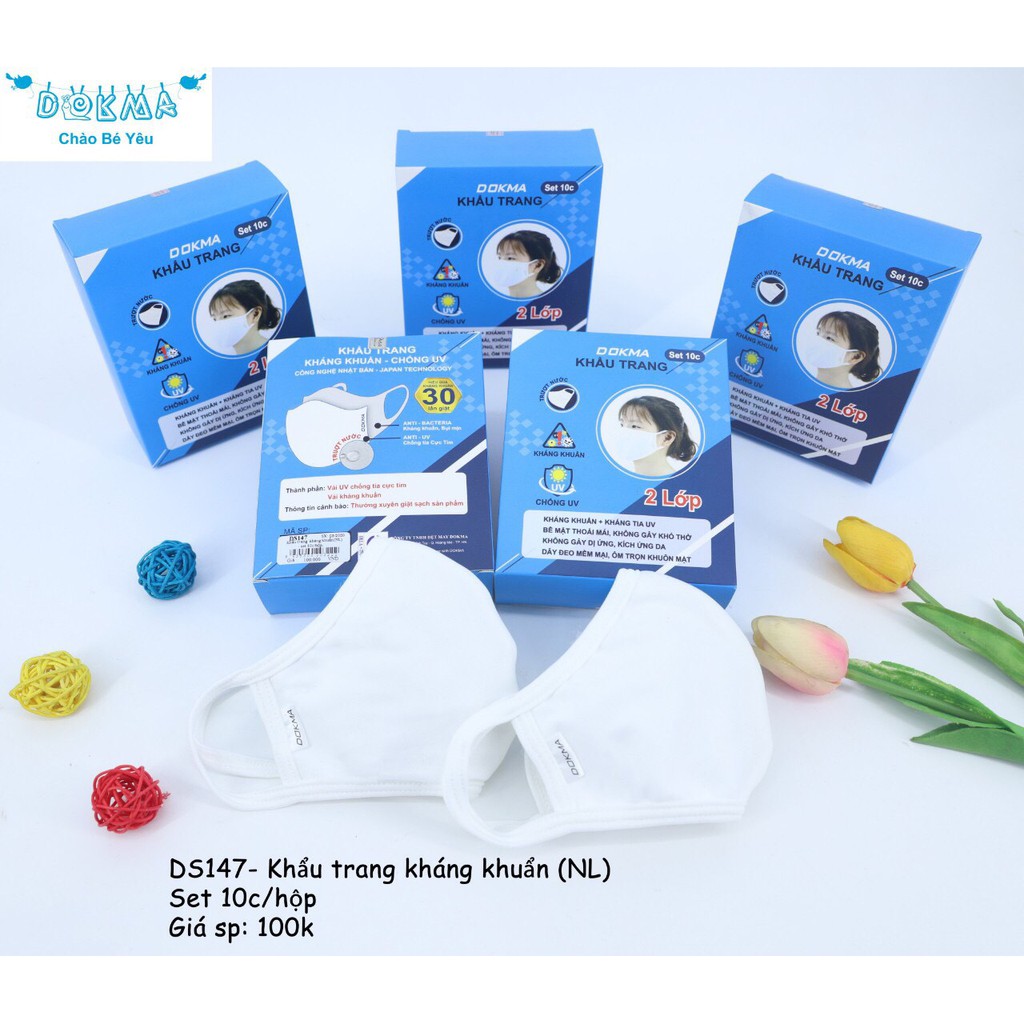 Khẩu trang người lớn "kháng khuẩn" 99% Dokma