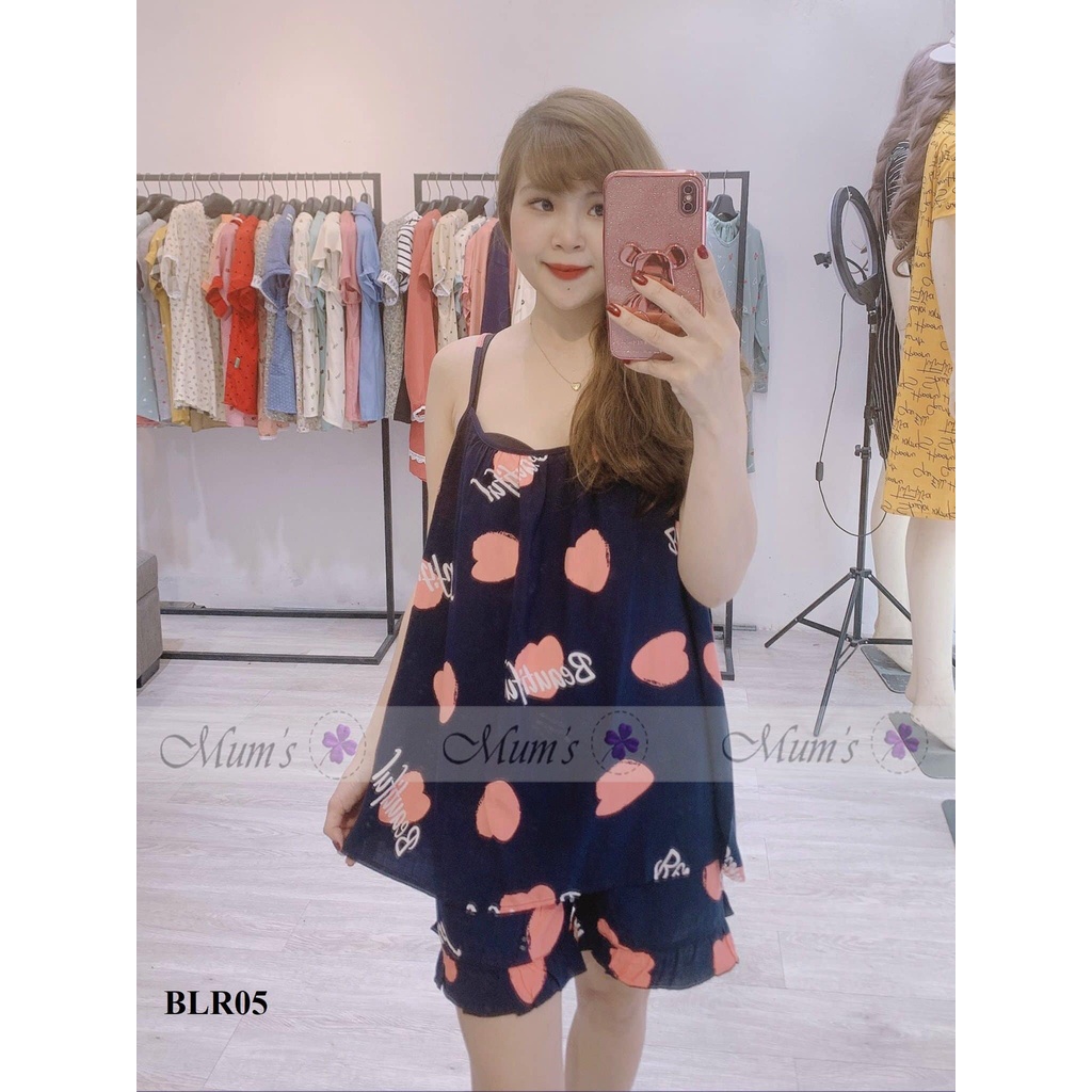 ĐỒ BỘ BẦU MUM'S SHOP FREESHIP Bộ lanh lụa 2 dây siêu dễ thương mặc hè, siêu mát nhẹ mặc cực thích