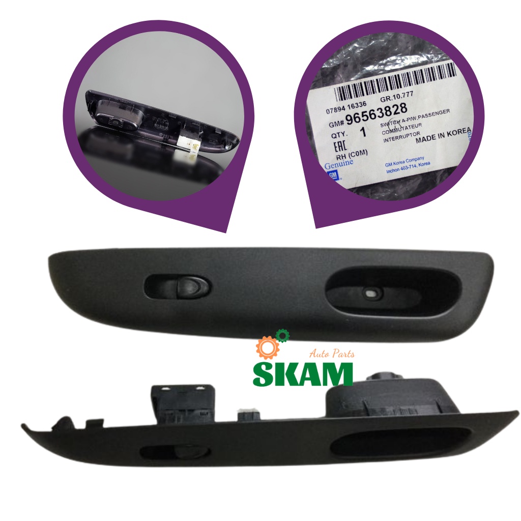 Công tắc nâng/ lên xuống kính trước DAEWOO MATIZ 2, mã sản phẩm: 96563826, 96563828