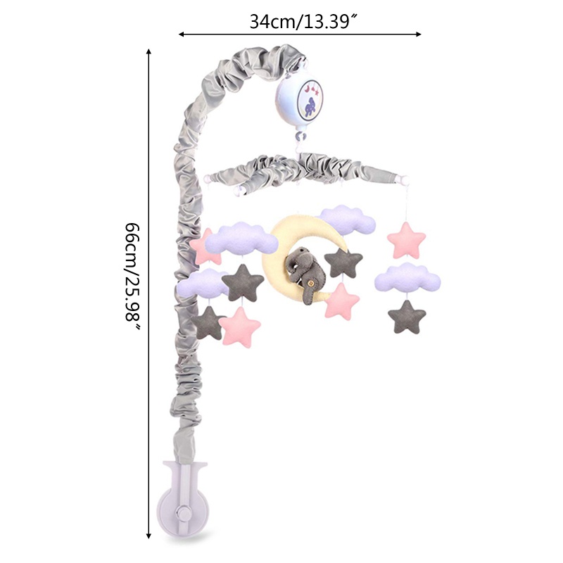 Chuông Gió Lục Lạc Di Động Hình Chú Voi / Ngôi Sao / Đám Mây Có Chuông Treo Nôi Trang Trí Cho