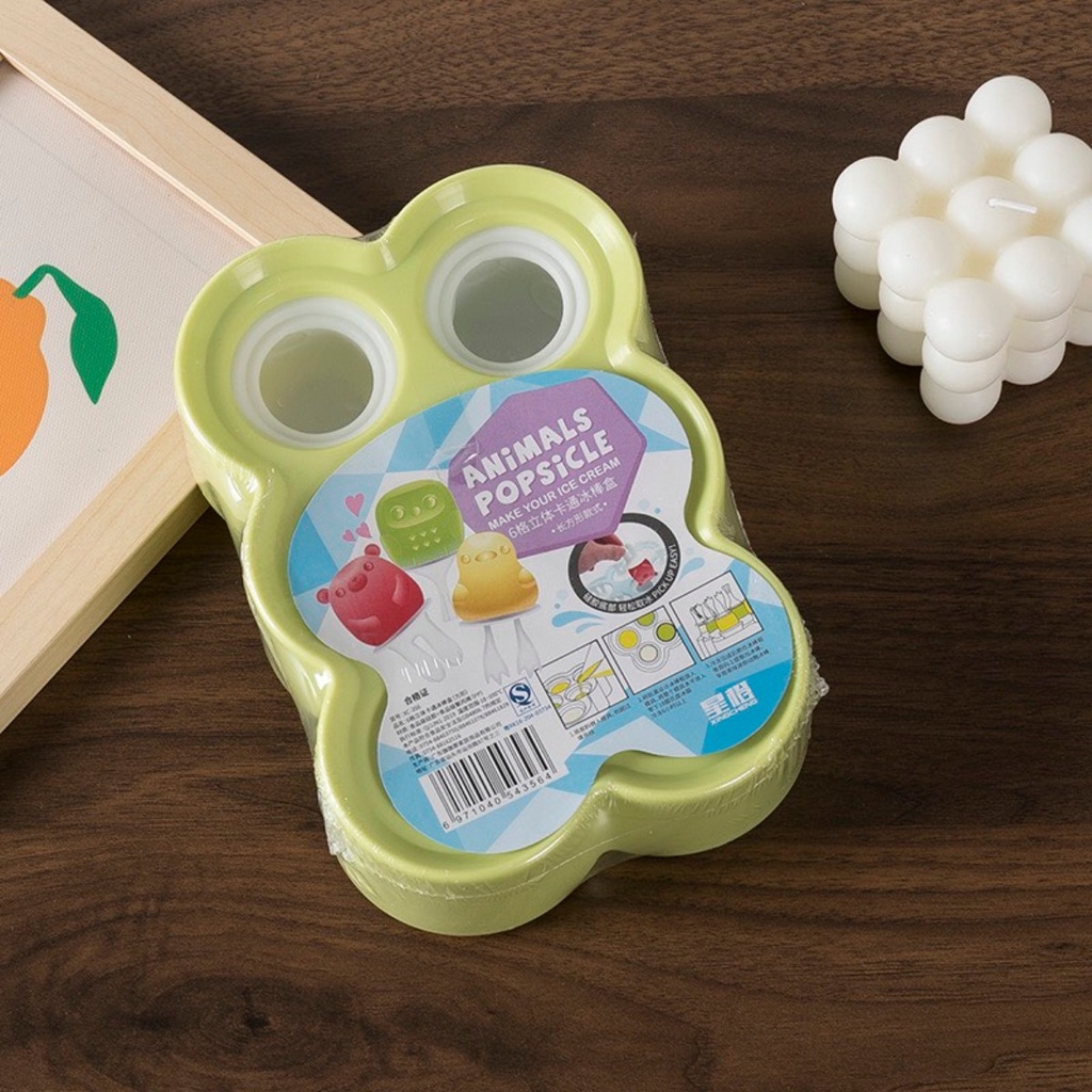Khuôn làm kem Animal Popsicle,khay làm đá silicon hình thú tặng kèm que kem cho bé Nuoiconkieuhan