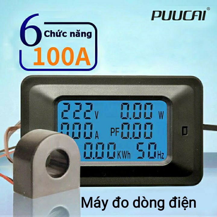 PUUCAI- Máy đo điện áp cường độ dòng điện công suất công tơ điện tử PUUCAI ampe kế vôn kế 100A 6 trong 1