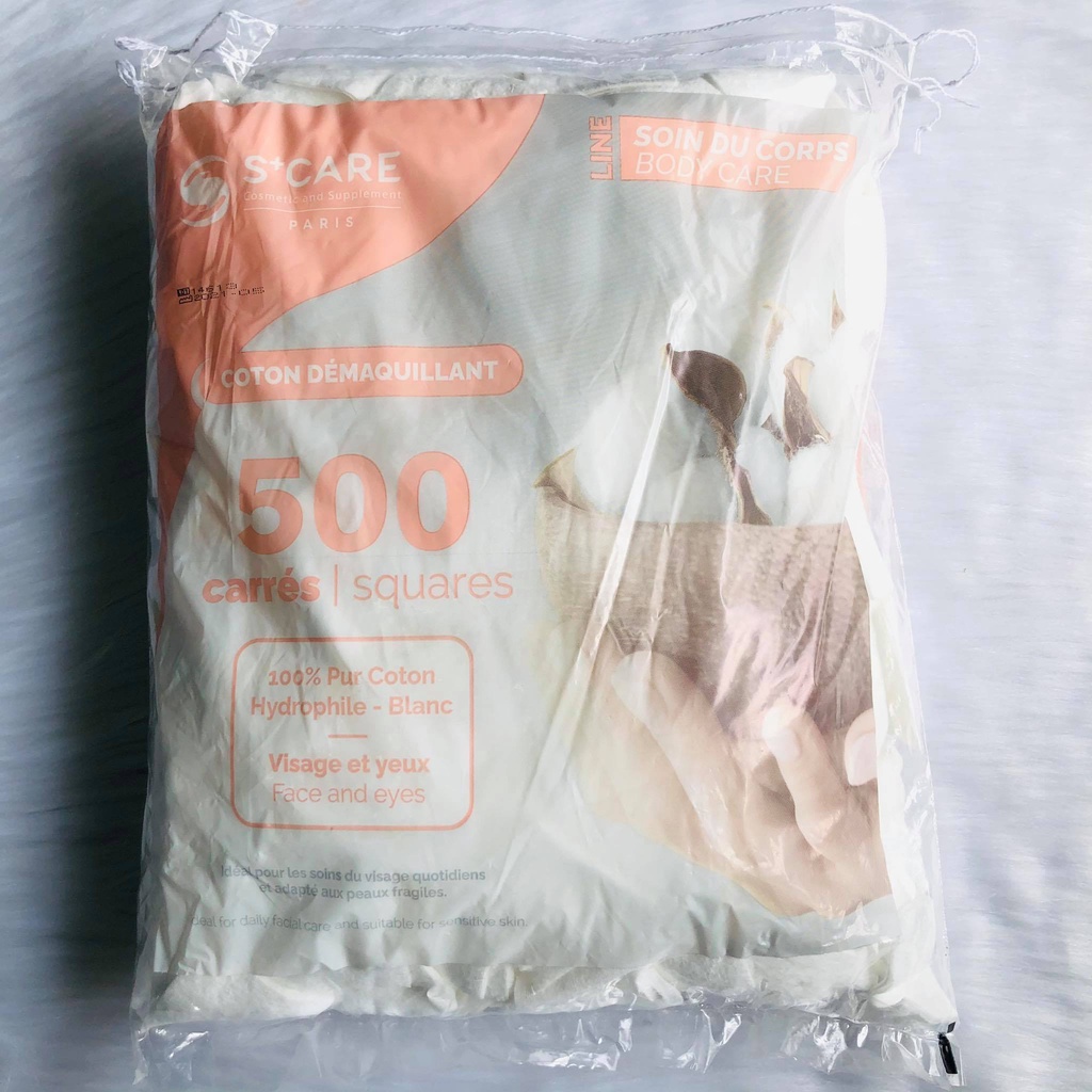 Bông Tẩy Trang Cotton Dệt 500 Miếng S+CARE Pháp