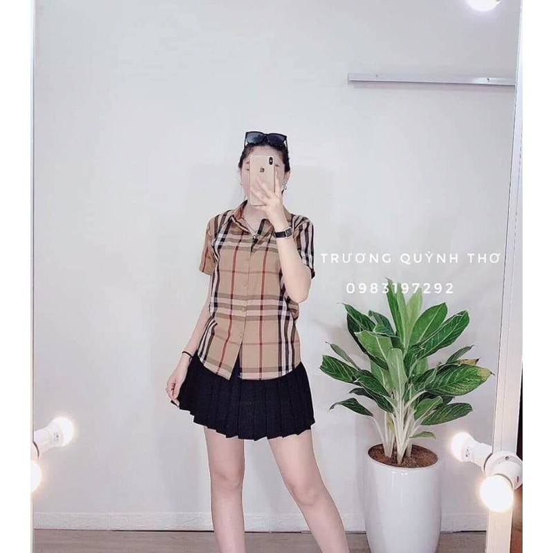 áo sơ mi kẻ cộc tay