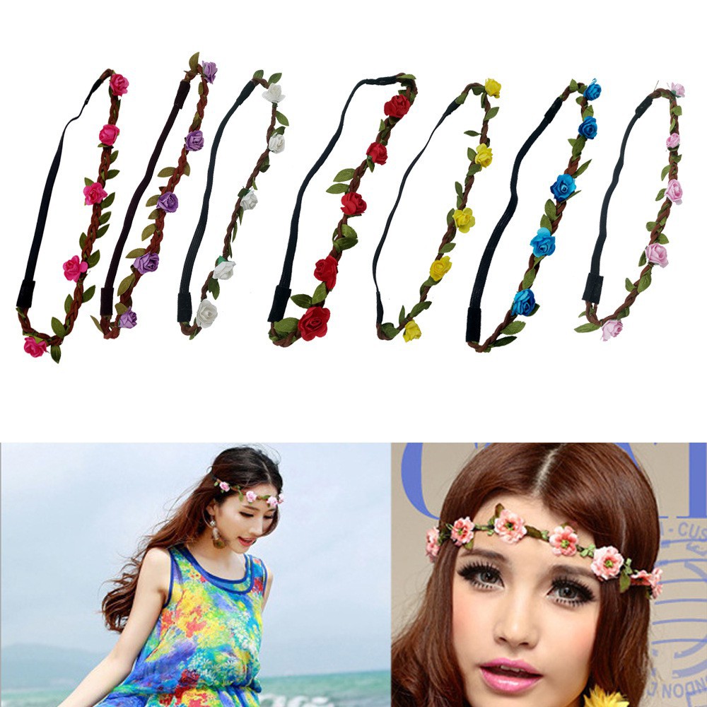 Băng đô dây thun đính hoa nhí