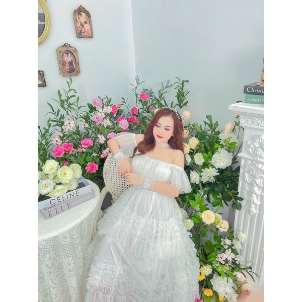Đầm maxi sống ảo lưới tầng cánh tiên đẹp xuất sắc kèm ảnh thật bà video