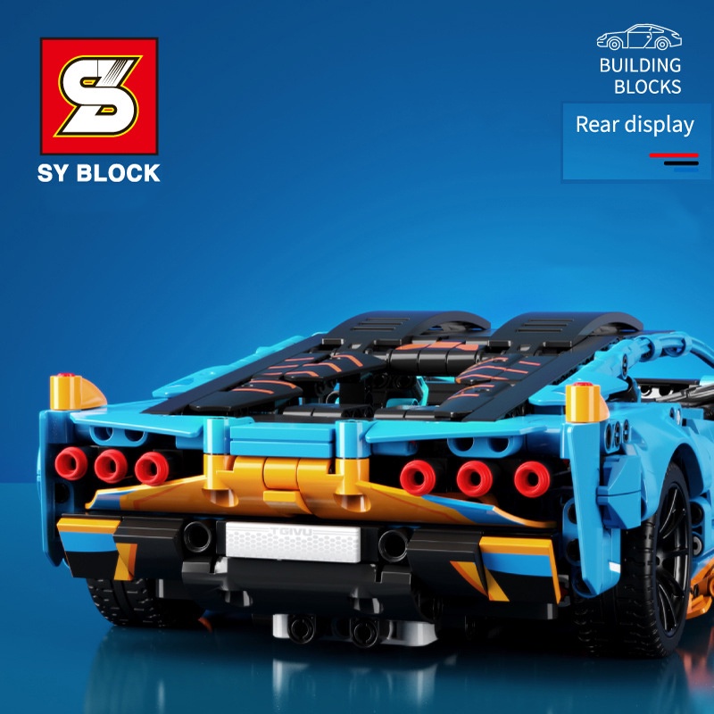 Đồ Chơi Lắp Ráp Kiểu LEGO TECHNIC Điều Khiển Từ Xa Xe Lamborghini Sian FKP 37 Blue Model SY8618 Với 1161 Mảnh Ghép