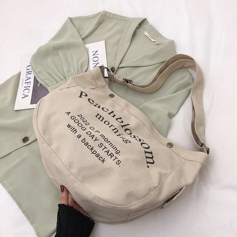 Túi Đeo Chéo canvas Cỡ Lớn Phong Cách retro Hàn Quốc