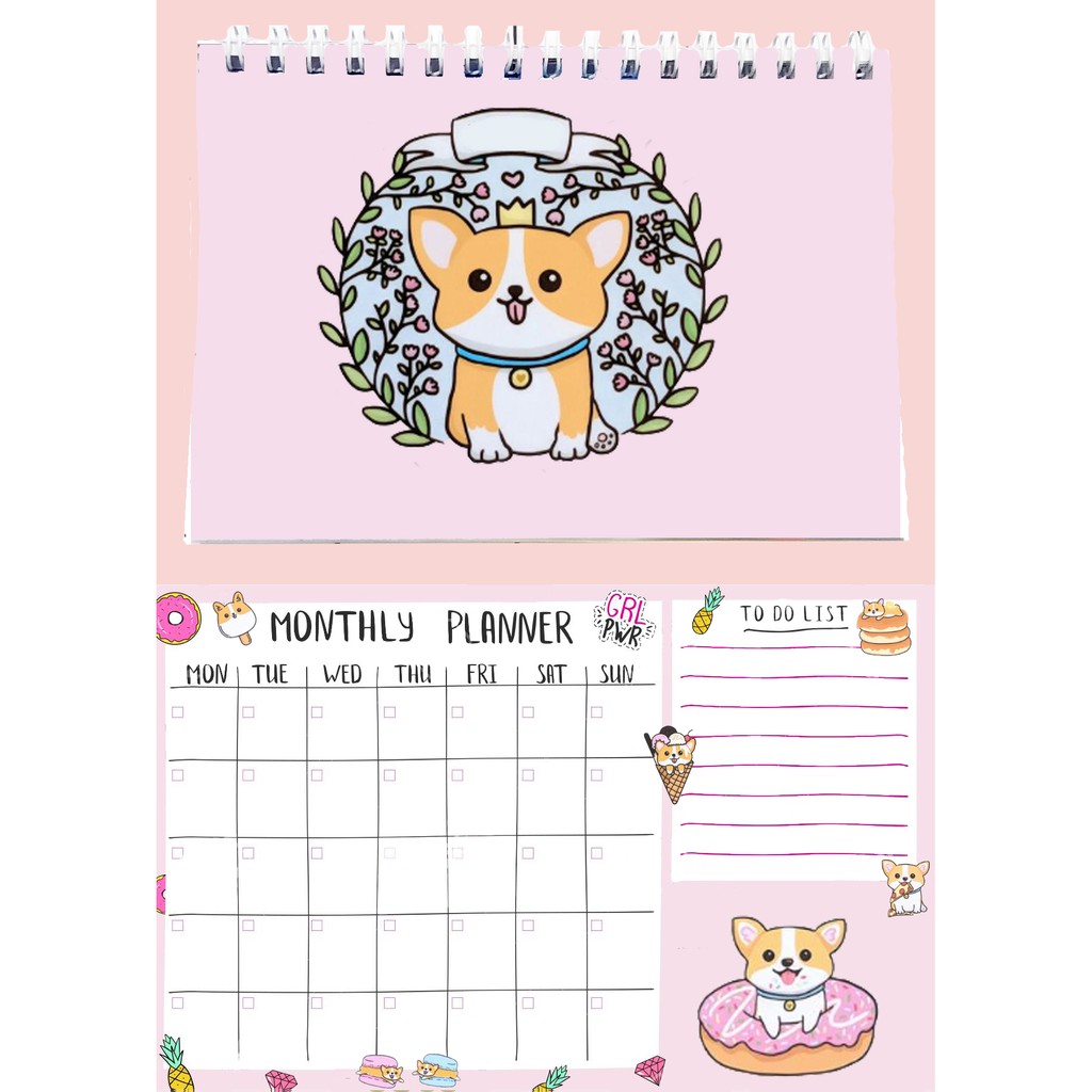 Sổ kế hoạch tháng chó shiba MPI16 Monthly Planner 12 trang