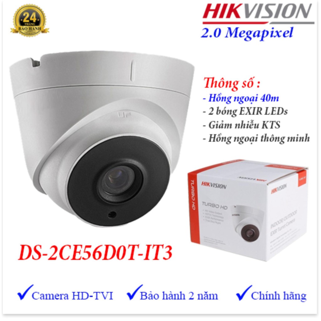 [BẢO HÀNH 24 THÁNG] Camera HIKVISION DS-2CE56D0T-IT3 2.0Mp – Camera giám sát an ninh – Công Nghệ Hoàng Nguyễn