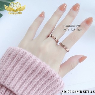 Nhẫn titan nữ set 2 nhẫn kim tiền và chữ vạn