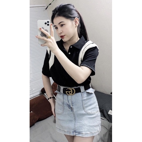 Áo polo phối viền sọc vai oversize form unisex HARIQUEEN