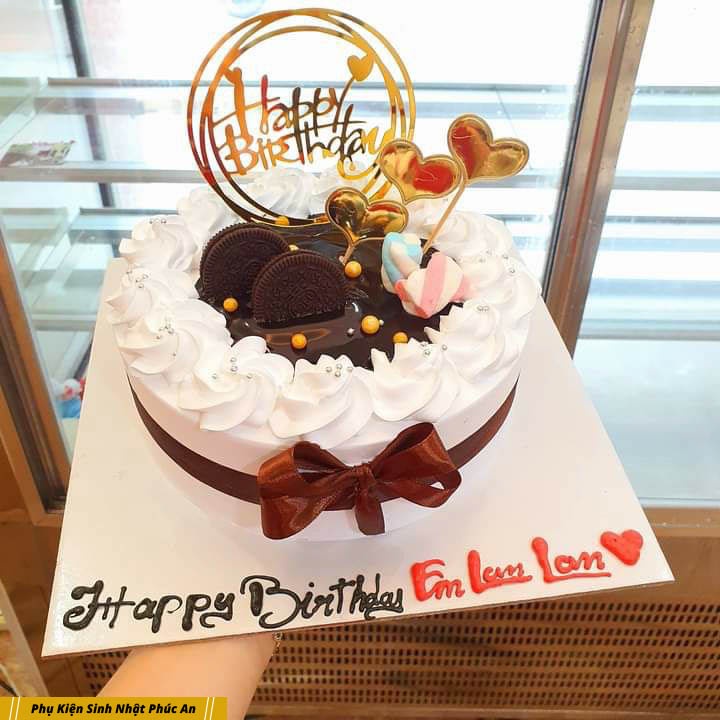 Bộ 6 topper que nhựa tim da đủ màu cắm bánh kem hpbd