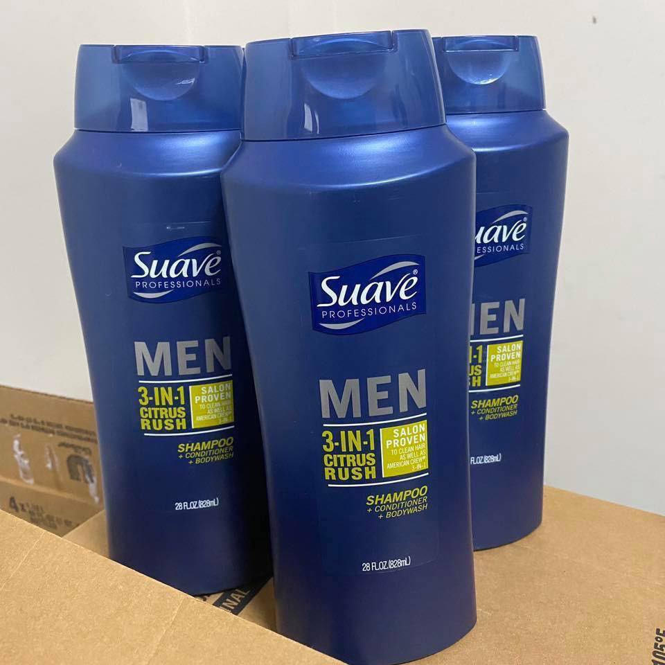 Dầu Tắm - Gội - Xả SUAVE MEN 3IN1 828ml của Mỹ