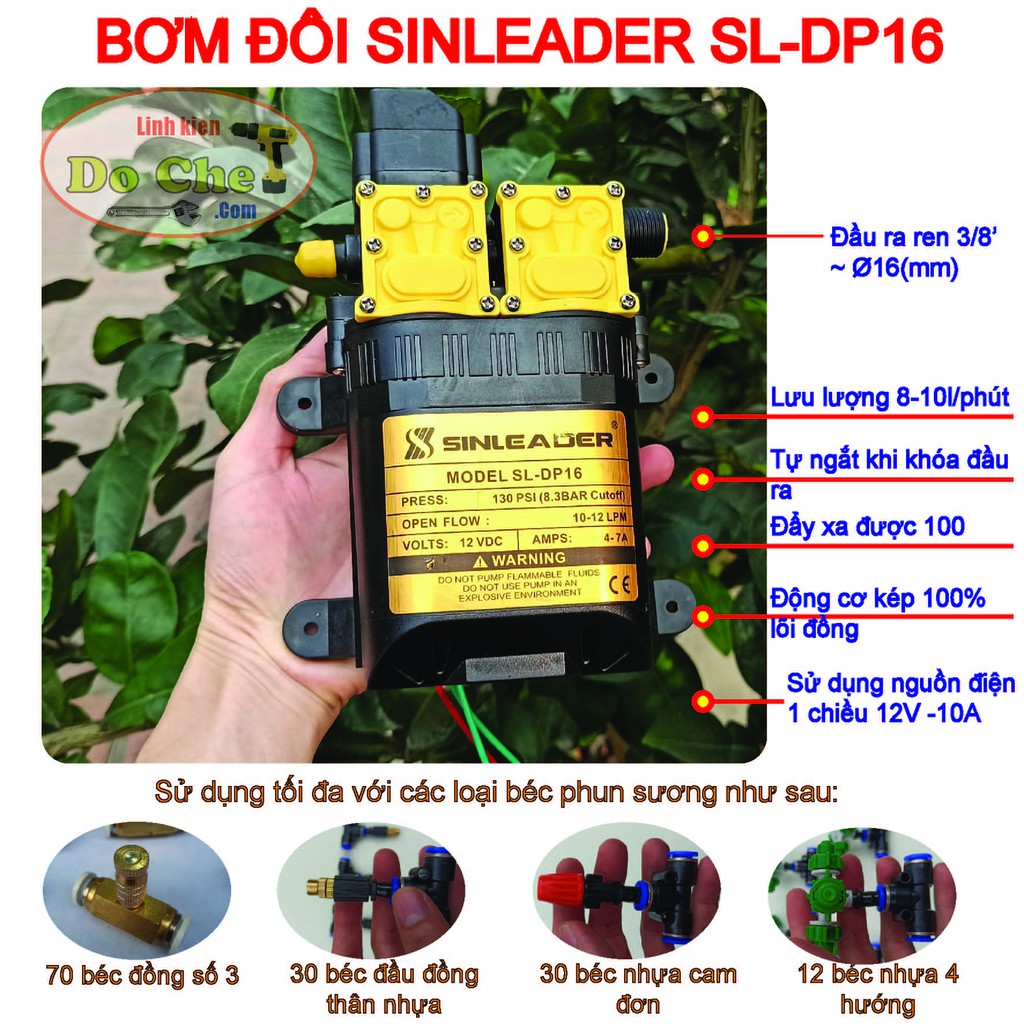 Máy bơm nước đôi mini 12v sinleader