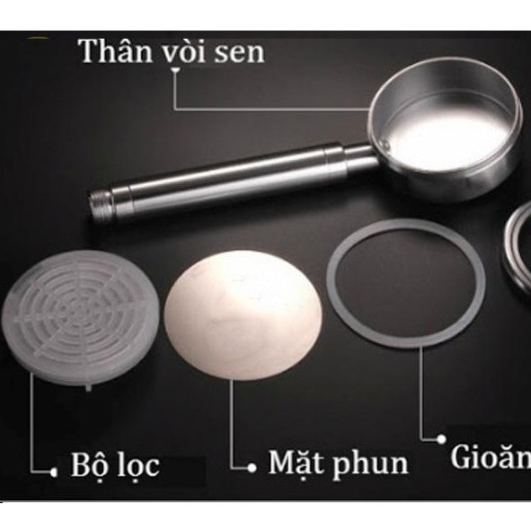 Bộ sen Tắm nhôm tăng áp, dây sen 1.5m inox, cài nhựa xi, Đồng thau bóng lựa chọn sản phẩm trong bài