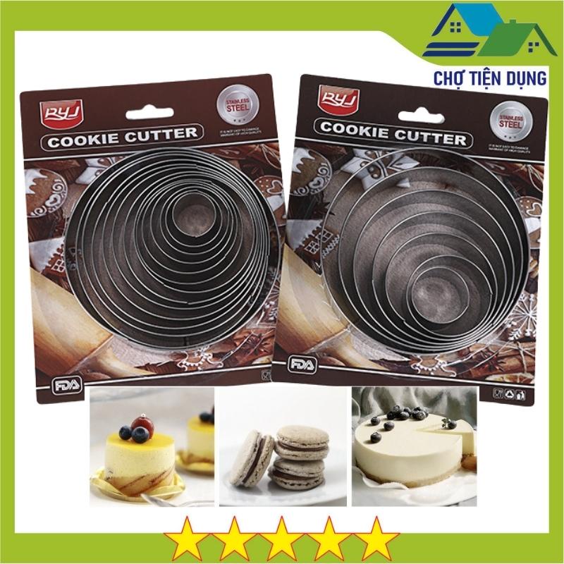 Khuôn RING Mousse Cookies Cutter KHUÔN Nhấn Dụng Cụ Làm Bánh Quy Hình Tròn Theo Bộ