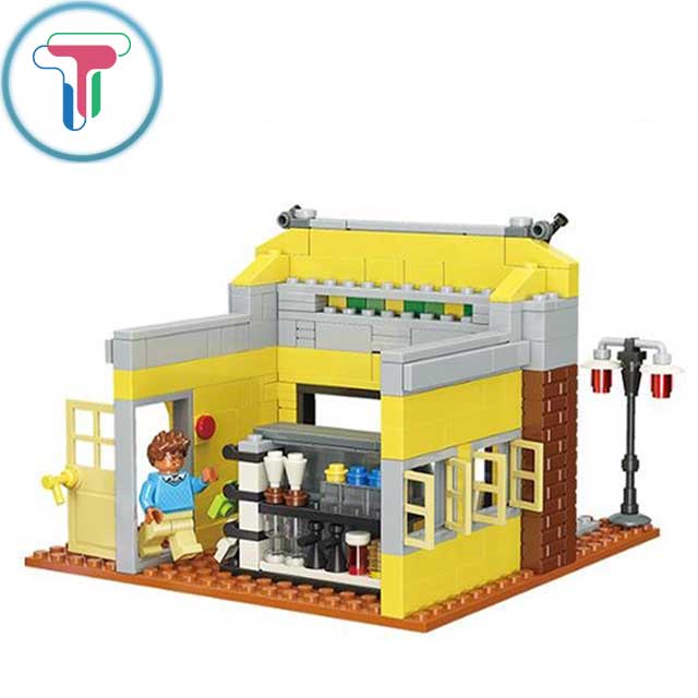 Đồ chơi lắp ráp tiệm bán đồ ăn vặt, bánh mì, cà phê 399 mảnh ghép