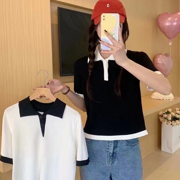 Áo Thun POLO Dệt Kim Tay Ngắn Thiết Kế Trẻ Trung Cá Tính