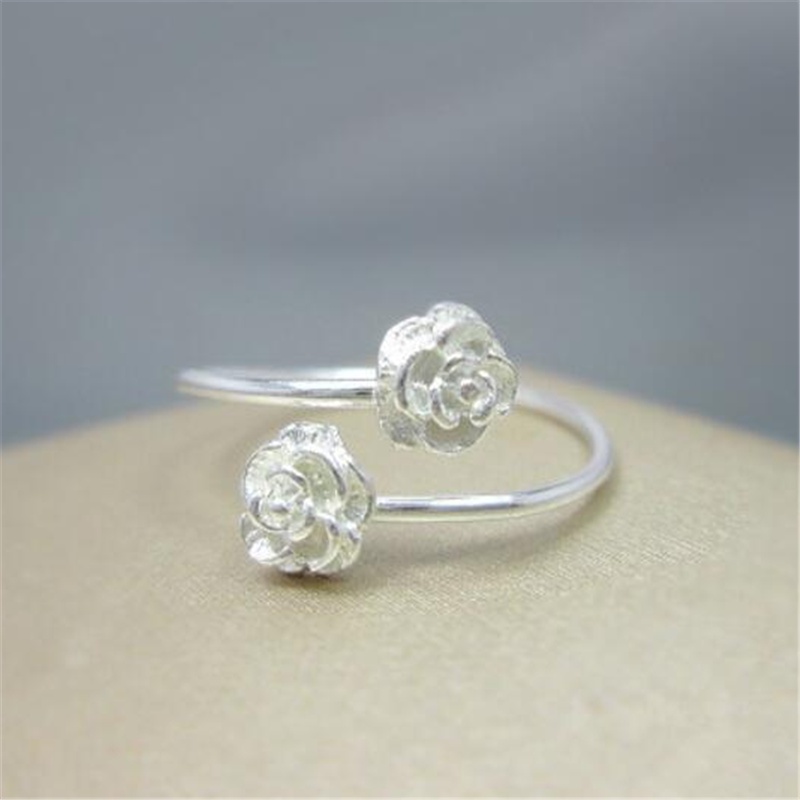 Nhẫn Hở Mạ Bạc 925 Hình Hoa Hồng Thời Trang CR282