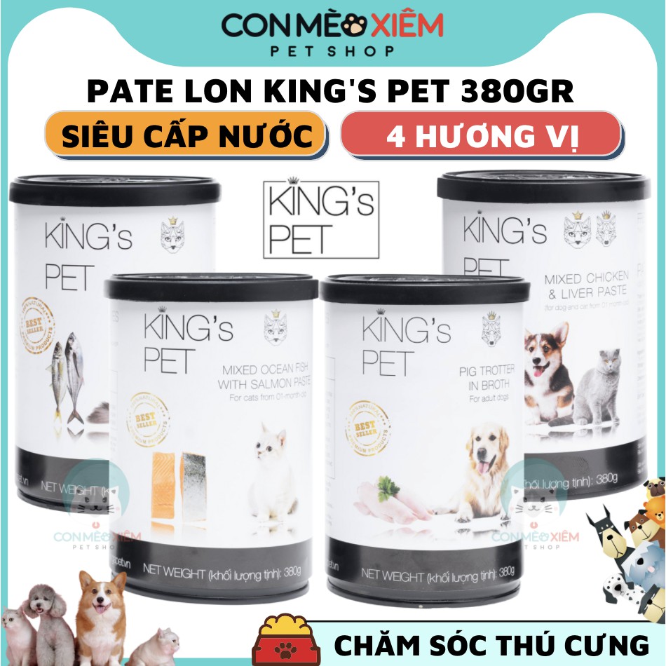 Pate cho chó mèo King Pet lon 380g The Pet, thức ăn ướt dinh dưỡng tăng cân cún mèo Con Mèo Xiêm